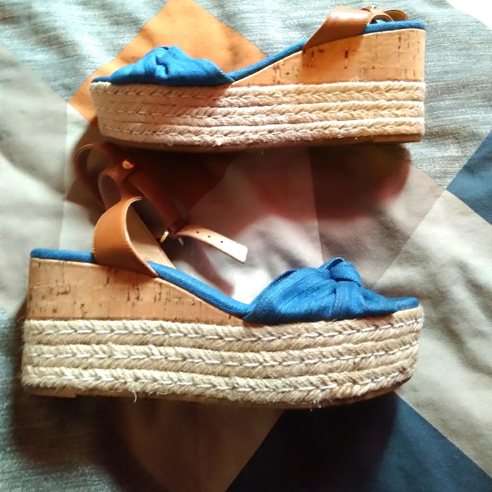 Michael Kors denim wedge sandals